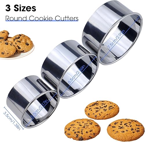 Lot de 4 emporte-pièces ronds en acier inoxydable - 3 tailles - Argenté - Avec bords roulés - Outils de cuisson pour pâtisseries, fondants, gâteaux, beignets, biscuits - Nail Gallerys