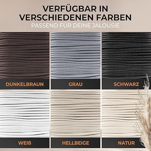 EFIXS Cordon de rechange pour stores vénitiens en bois, bambou et aluminium 2,2 mm - Noir - 10 à 25 m - 15 m - Nail Gallerys