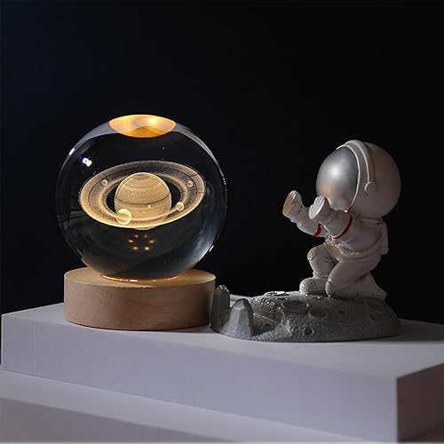 Excerando Cristal Système Solaire - systeme Solaire Enfant avec la Base de Lampe LED,Clair 80mm Cristal Boule pour Maison et Decoration,Cadeau ami,Cadeau pour Les Enfants et Cadeau Petit ami - Nail Gallerys