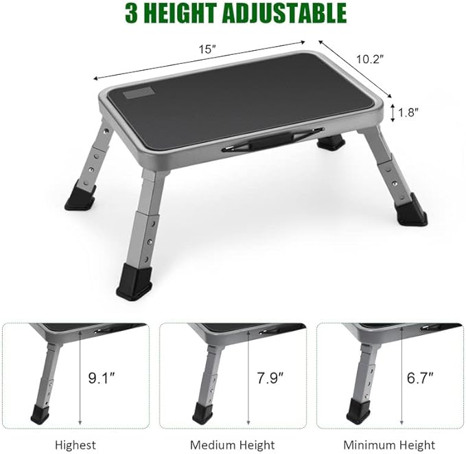 Jocauto Marchepied pliable, tabouret réglable avec plateforme antidérapante, escabeau avec pieds en caoutchouc épais pour adultes ou enfants dans la cuisine, la chambre, le bureau, le camping-car, - Nail Gallerys