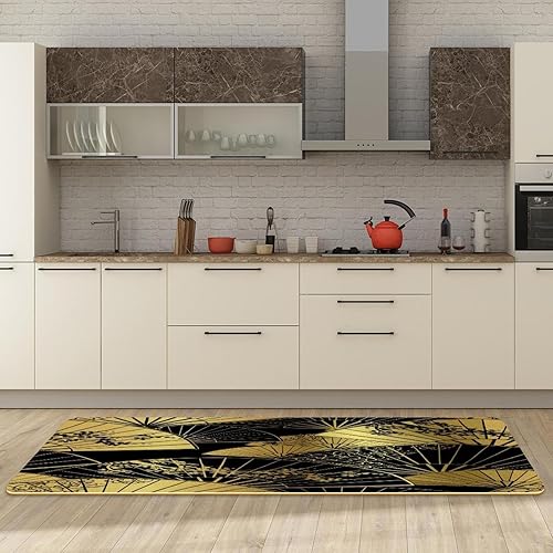 VAPOKF Lot de 2 tapis de cuisine - Ventilateur de parapluie japonais - Antidérapant et lavable - Tapis de cuisine absorbant pour cuisine, couloir, buanderie - Nail Gallerys
