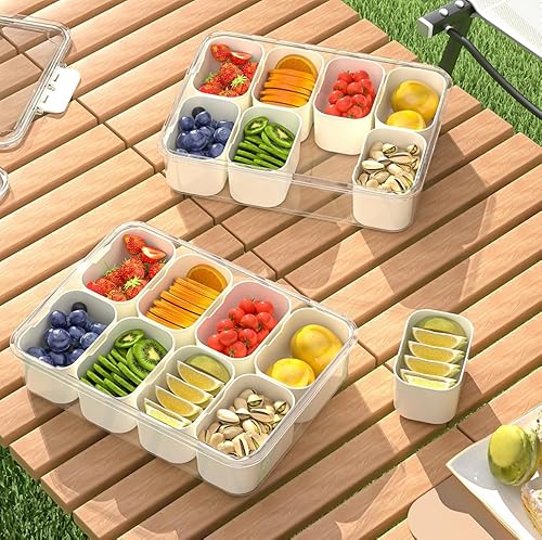 Snack Box, 9 Compartiment Snack Disc, Couvercle Snack Box Manager, Fruits, Noix, Ideali Per Picnic e Riunioni di Famiglia - Nail Gallerys
