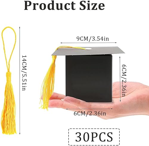 KBIBCK 30 Pièces Boîte de Bonbons de Remise des Diplômes, Casquette de Bonbons Graduation avec Glands, Graduation Boîte de Bonbons, Boîte de Forme de Chapeau de Graduation pour Les Décorations de Fête - Nail Gallerys
