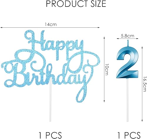 1 Pièce 2 Bougies, 1 Pièce Carte, Gâteau D'Anniversaire Bougie Bleue, Décorations D'Anniversaire Myrtille, Décorations De Fête D'Anniversaire - Nail Gallerys