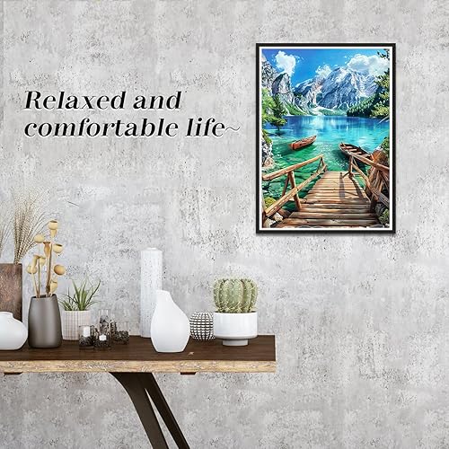 CEOVR Kit Diamond Painting Adulte Peinture Diamant Adulte Paysage,Montagnes Diamant Kit,30x40 cm Lac et Bateaux - Nail Gallerys