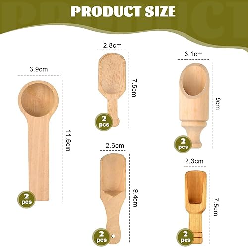 SLTAXAR 10 PCS Petite Cuillère en Bois pour Cuisine, Sel de Bain, Épices et Farine - Mini Cuillère à Sel - Nail Gallerys