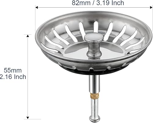 2 Filtre d'évier de Cuisine de Salle de Bains en Acier Inoxydable, Cartouche de Filtre d'évier réglable en Hauteur de 82mm - Nail Gallerys