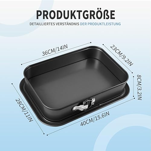 Marrzuplex Moule à charnière rectangulaire avec fond plat, moule tiramisu antiadhésif, facile à nettoyer, moule à gâteau carré, noir - Nail Gallerys