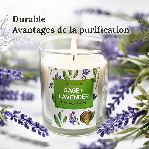 MAGNIFICENT 101 Pure Sage + Palo Santo Smudge Lot de 3 Bougies pour Le Nettoyage de l'énergie de la Maison, bannir l'énergie négative I Purification et guérison des Chakras - Nail Gallerys