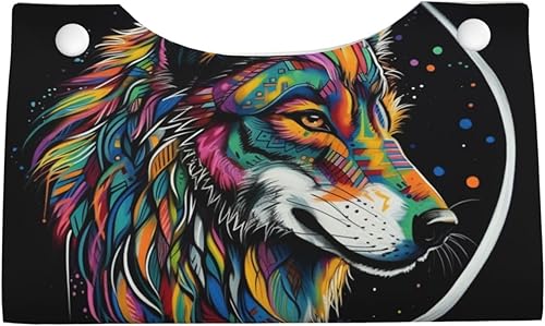 Boîte à mouchoirs en cuir PU avec motif loup coloré dans le style de la boîte à mouchoirs, étui pour le salon et le bureau - Nail Gallerys