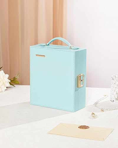 Enthralite Étui à bijoux de voyage | Indispensable pour les voyages | Boîte à bijoux pratique avec miroir | Organisateur de bijoux en cuir PU pour bagues, boucles d’oreilles (Blanc) - Nail Gallerys