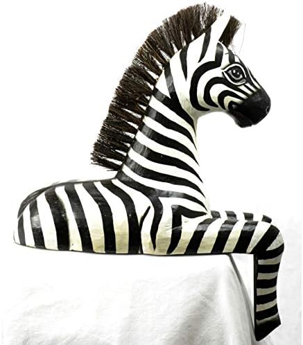 Artisanal Statue Zèbre déco Rebord étagère 33cm. Déco Africaine Safari Savane. - Nail Gallerys