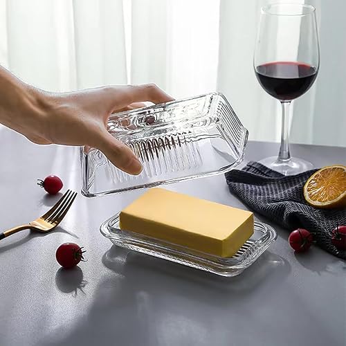 GJIE Beurrier en verre – Plateau de service élégant avec couvercle, facile à utiliser et 100 % de qualité alimentaire, 17 x 10 x 7 cm - Nail Gallerys