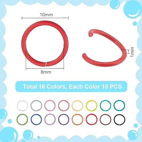 PH PandaHall 160pcs 8~8.5mm Anneaux de Saut Ouverts en Fer, 16 Couleurs Anneaux O pour Colliers Bijoux de Bracelet et Fabrication Artisanale - Nail Gallerys