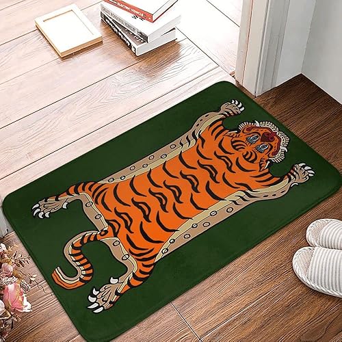 Lsjuee Paillasson Vert Peau de Tigre Tapis de Porte antidérapant Tapis imperméables Tapis d'intérieur Tapis de Bienvenue universels Porte d'entrée 16 * 24in/40 * 60cm - Nail Gallerys