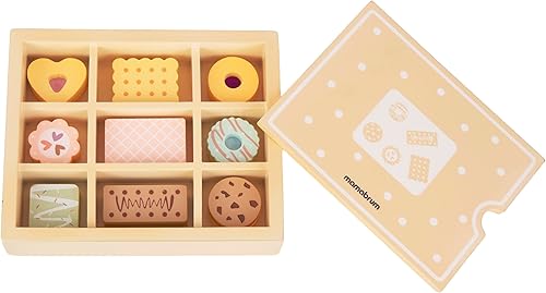 Mamabrum, boîte à Biscuits en Bois, 1 boîte à Biscuits en Bois, 12 Biscuits en Bois, Biscuits de différentes Couleurs et Formes, Panier Pique-Nique Design coloré, Boulangerie pour Enfants - Nail Gallerys