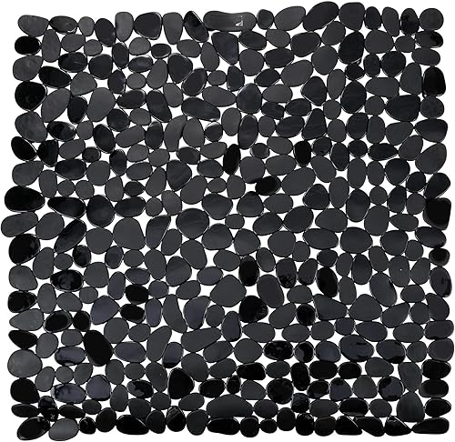 WENKO Tapis de Douche Paradise Noir - antidérapant, ventouses, Plastique (TPR), 54 x 54 cm, Noir - Nail Gallerys