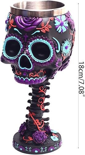 Gobelet à boire en résine motif tête de mort pour tête de mort médiévale squelette calice tasse à double paroi gobelet à boire en résine crâne verre à vin ensemble - Nail Gallerys