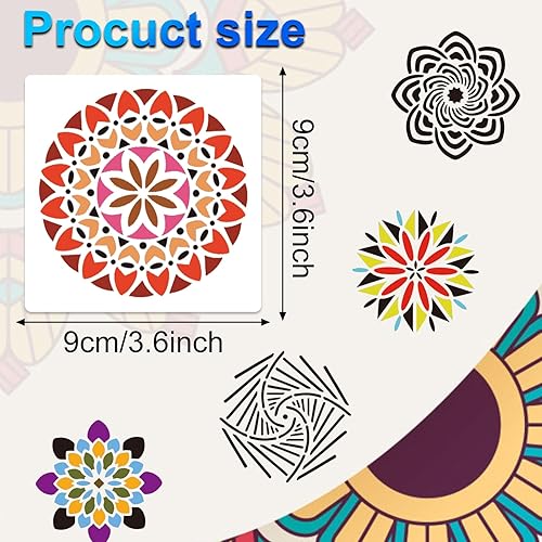 Lekabee Pochoirs de Mandala, 56 Pochoirs de peinture de points de Mandala pour les projets d'art rupestre DIY sur la décoration de meubles en bois (9x9cm) - Nail Gallerys