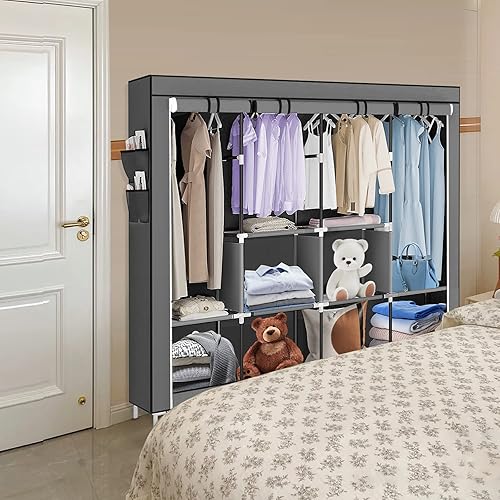 LANTUS Organisateur de Stockage de vêtements Armoire Toile Placard à Rangement,Armoire de Rangement,Garde-Robe,pour Chambre, Couloir, Dressing,110 * 45 * 175cm-Beige - Nail Gallerys