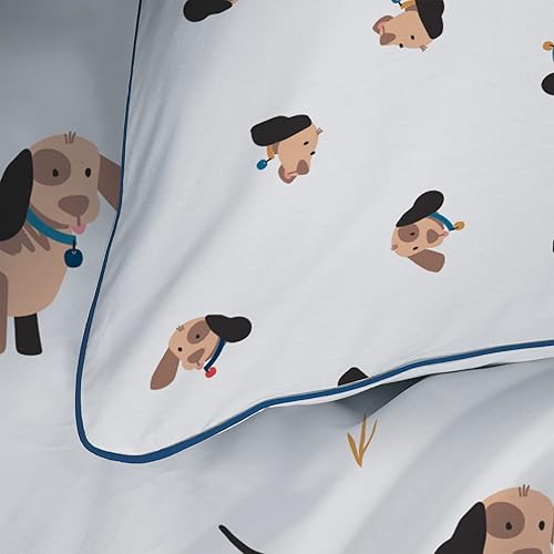 MATT & ROSE Parure de Lit Garçon 140x200 cm WAF WAF | 100% Coton | Oeko-TEX | Housse de Couette Enfant 140x200 cm + 1 Taie d'oreiller 63x63 cm Imprimées Réversibles | Blanc - Nail Gallerys