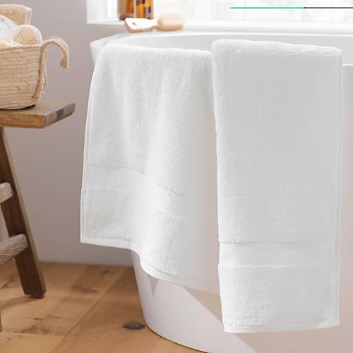 Douceur d'Intérieur, Drap de Bain (90 x 150 cm) Elegance Blanc, 100% Coton Uni - Nail Gallerys
