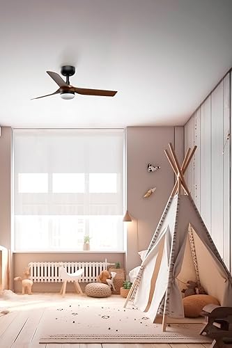 Faro MINI Punt Small Led Noir, Bois Foncé DC Ventilateur de Plafond 6 Vitesses - Nail Gallerys