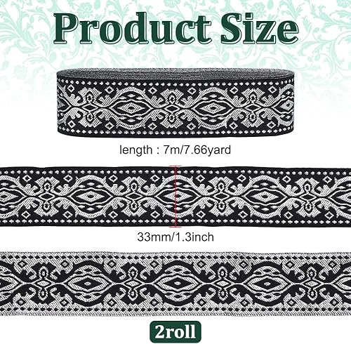 PH PandaHall 14m Ruban Jacquard Ethnique 3.3cm Garniture Jacquard Rouge Ruban Brodé Tissé Tissu Boho Garniture Florale Frange pour Coudre Vêtements Rideau Décoration Embellissement Artisanat - Nail Gallerys