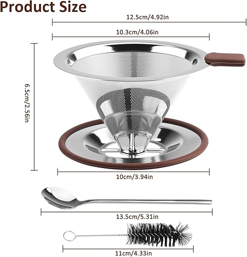 Zosenyer Filtre Cafe Porte Reutilisable, Filtre à Café en Acier Inoxydable pour Faire du Café Manuel, porte Filtre Café Permanent pour Café Sans Papier, Comprenant Cuillère et une Brosse De Nettoyage - Nail Gallerys
