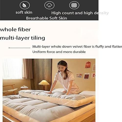 Matelas futon japonais épais, extra moelleux, tapis de couchage pliable, doux, respirant et enroulable pour salon, dortoir, canapé, camping (bleu, 180 x 200 cm) - Nail Gallerys