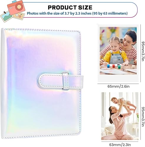 LUMOOM Petit album photo avec 64 pochettes - Mini album à pochettes pour film de 5 x 8 cm - Pour photos de bébé de mariage de famille - Compatible avec Fujifilm Instax Mini Film/cartes photo Kpop - Nail Gallerys