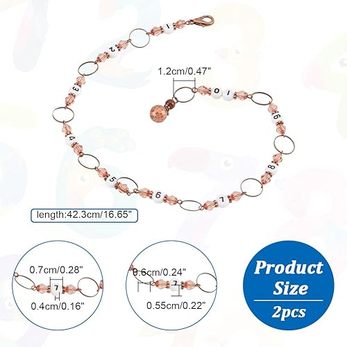 nbeads 2 pcs Chaînes de Compteur de Rang à Tricoter, Crochet avec Fermoir à Griffes de Homard en Alliage de Zinc pour Le Suivi de L'Avancement Crochet Convient aux Aiguilles Jusqu'À 10 mm - Nail Gallerys