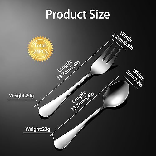 DIKARIYA Fourchettes à Dessert et Cuillère à Café, Lot de 24 Fourchettes à Dessert, Fourchettes à Gâteau, Cuillères à Dessert, Lavables au Lave-vaisselle, Fourchettes Polies Miroir, Pour Maison, Hôtel - Nail Gallerys
