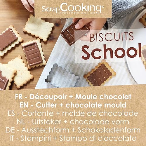 ScrapCooking - Kit Biscuits « School » - Découpoir en Inox & Moule Tablettes Chocolat - Kit Emporte-Pièce Petits Gâteaux Petit Beurre - Accessoires Pâtisserie Enfants Goûter - 2113 - Nail Gallerys