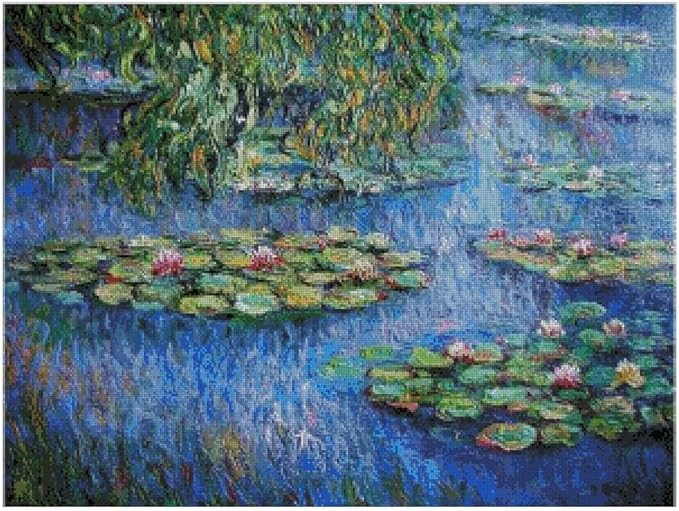 Kit de Croix Compté Motif Nénuphar 300 x 220 Points 14 Points 54 x 40 cm - Nail Gallerys