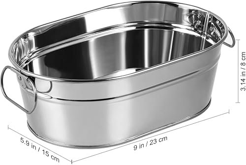 Vaguelly Seau à boisson ovale galvanisé vieilli pour fruits de mer, poulet, refroidisseur de boisson portable - Nail Gallerys