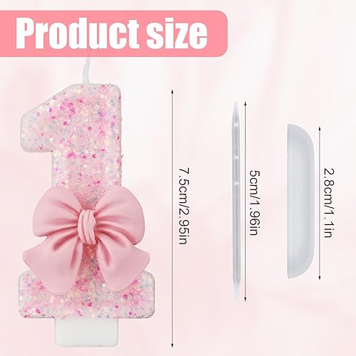 Bougies Anniversaire 0-9, 7,5cm Rose Noud Bougie Chiffre, Décorations de Gâteau pour Enfants, Filles, Adultes, Anniversaire, Mariage, Anniversaire, Fournitures de Fête(1) - Nail Gallerys
