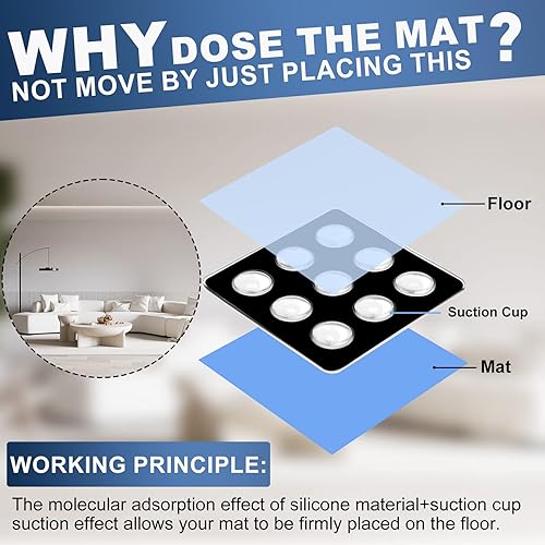 Fowooyeen Anti Derapant Tapis, 8 Pièces Silicone Rug Grippers, Adhesif Antidérapante pour Empêcher Le Tapis de s'Enrouler ou de se Déplacer, Bande pour Tapis Autocollant, pour Parquet, Carrée - Noir - Nail Gallerys