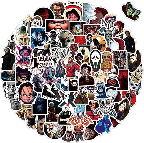 Lot de 100 autocollants de film d'horreur en vinyle imperméable pour ordinateur portable, valise, décoration d'Halloween, enfants et adolescents - Nail Gallerys