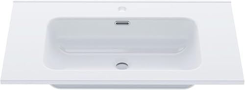 BAIKAL Lavabo Salle de Bain Blanc 80cm Vasque a Encastrer Rectangulaire Lavabo en Ceramique. Vasque Salle de Bain Lave Mains - Nail Gallerys