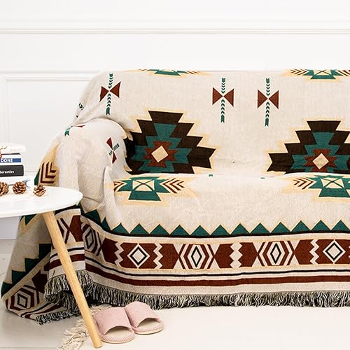CLOXKS Plaid bohème Chic,Navajo Azteque jeté de canapé Ethnique,Tricotées Couverture à Franges,Double Face Patchwork,pour intérieur,extérieur,Camping (Tailles Multiples) - Nail Gallerys