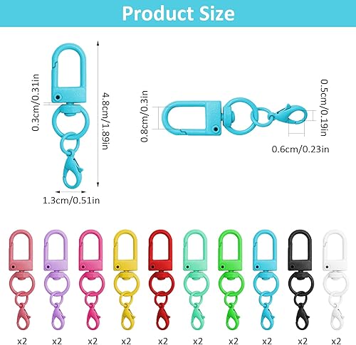TNSLAND 20 pièces Mousqueton Porte-clés, Fermoirs À Griffes De Homard en Métal, Mousqueton Rotatif pour clés Crochet de Homard pour clés Sacs Jouets à Suspendre Accessoires DIY - Nail Gallerys