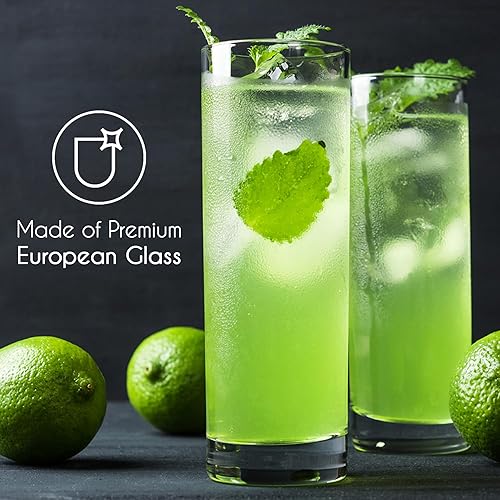 CRYSTALIA Premium Verres Highball Lot de 6, 100% SANS PLOMB 360 ml Verre Long Drink, Verre à Jus, Verres à Cocktail Hauts, Verres HiBall, Verre Highball Glasses, Cocktail Glasses, Verre pour Mojito - Nail Gallerys