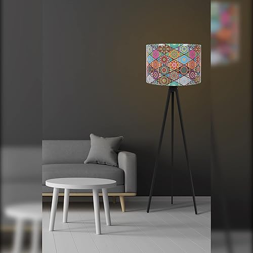 Lampadaire, large abat-jour multi, avec mdf, noir, collection Tanganyika, 38x38x145, bases E 27 Max 45 - 6 - Nail Gallerys