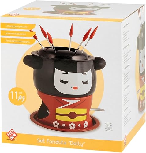 Home Dolly Service à Fondue, Bois/Métal, Noir, 11 Pièces - Nail Gallerys