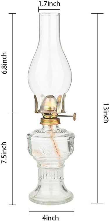 amanigo Lampe à huile en verre - 13 pouces de hauteur - Lampe à huile classique pour l'intérieur - Nail Gallerys