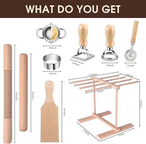 Machine à pâtes manuelle, kit d'outils pour la fabrication de pâtes, support de séchage des pâtes, rouleau à pâtes, planche à gnocchi, coupe-pâtes en bois, coupe-ravioli, coupe-pâtes - Nail Gallerys