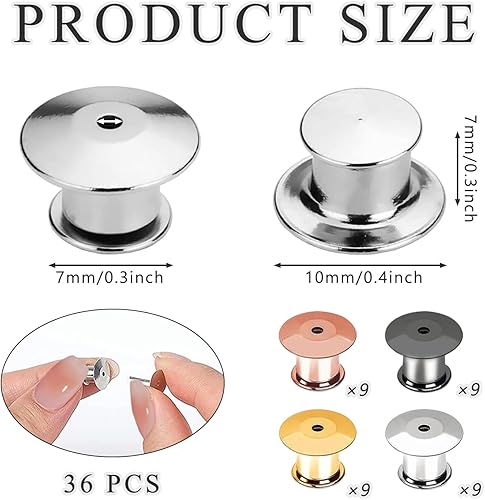 SYEYCW 36 Pièces Attache Pins, Fermoir Pins, Verrouillage de Goupille en Métal, Robuste et Durable Lockpin Arrière Remplacement, Bijoux Broche Badge Nom Tag Artisanat Bricolage, 4 Couleurs - Nail Gallerys
