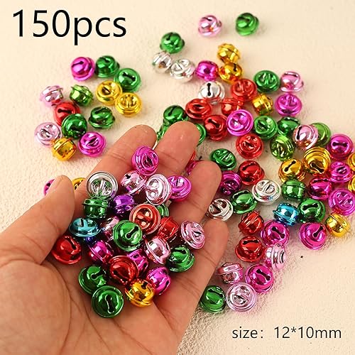 HERZONE Lot de 150 clochettes en métal multicolores de 12 mm en forme de boule, clochettes de Noël (multicolores) - Nail Gallerys