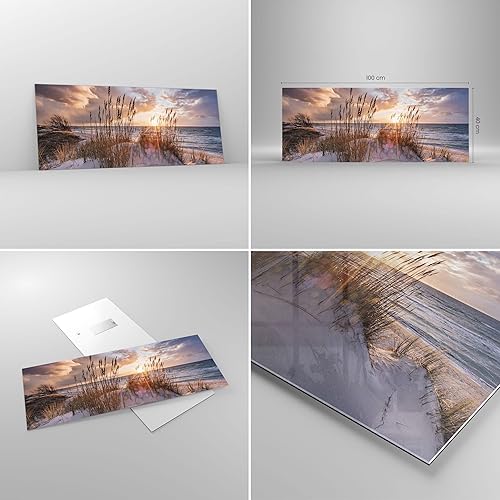 Moderne Impression sur Verre 100x40cm Image Tableau en Verre Decoration Murale Ouest sur la plage Grand Tableaux Decoratifs Muraux Chambre Cuisine Panoramique Deco Cadre Salon Art Wall GAB100x40-4710 - Nail Gallerys